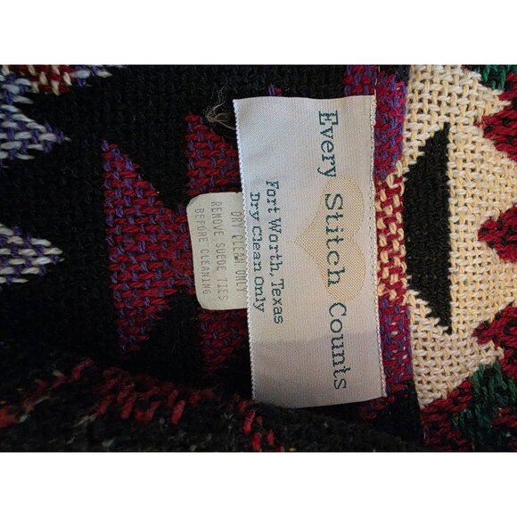 Every Stitch Counts Texas Southwest Style Tapestry Vest With Fringe - Picture 5 of 7